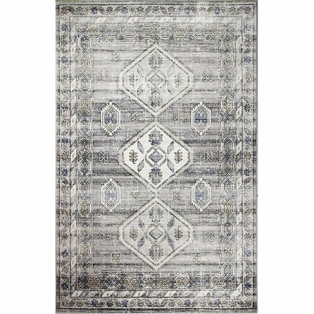 BASHIAN 7 ft. 6 in. x 9 ft. 6 in. Sierra Collection Transitional Polpropylene Power Loom Area Rug, Ash S231-ASH-76X96-SE1002